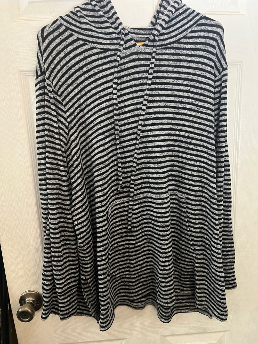 Sunday brand Black & Gray Striped Hooded Pullover with Joey pocket